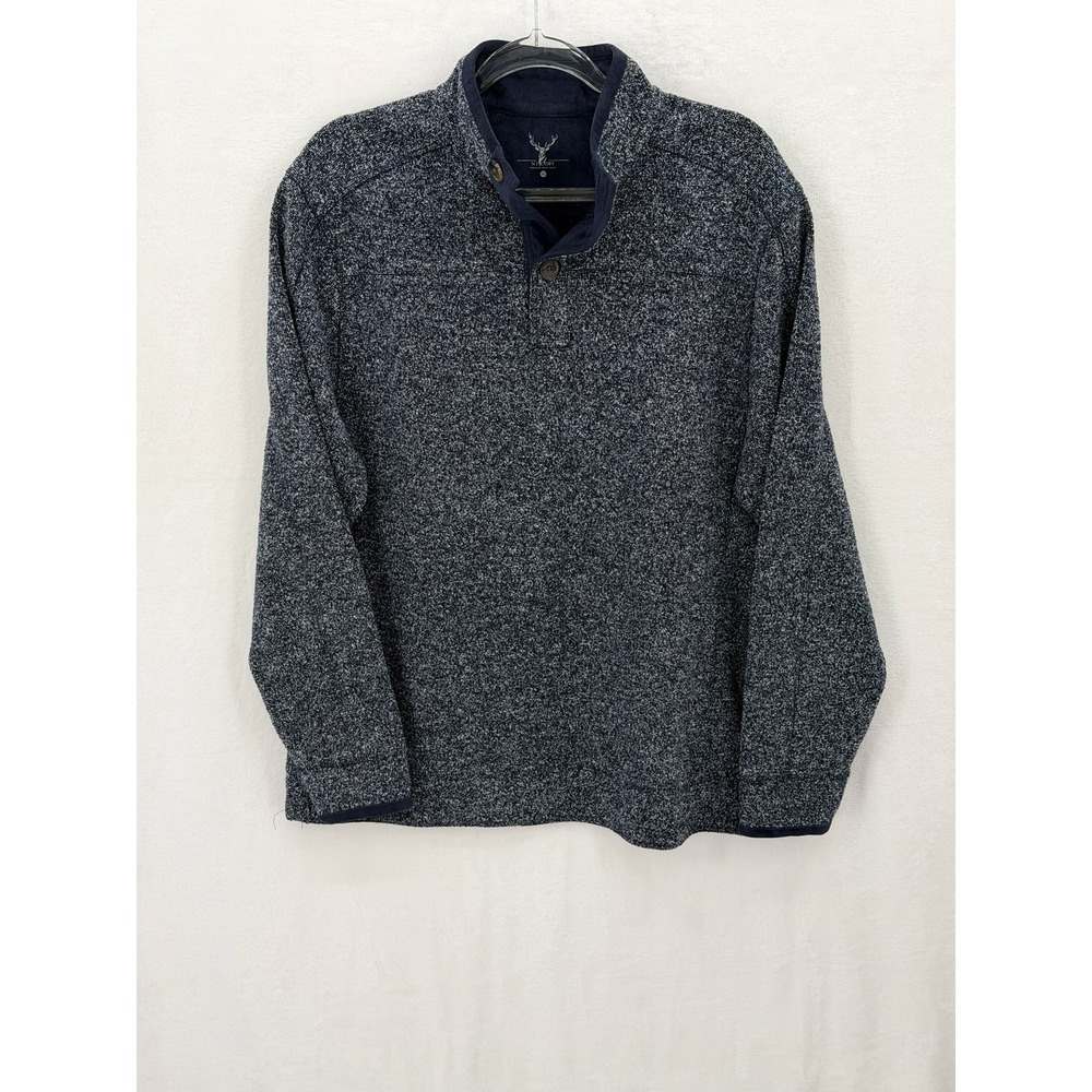Nicoby Sweater‎ Mens Medium Navy Snow 3 Button Henley Pullover Cozy Knit Fall